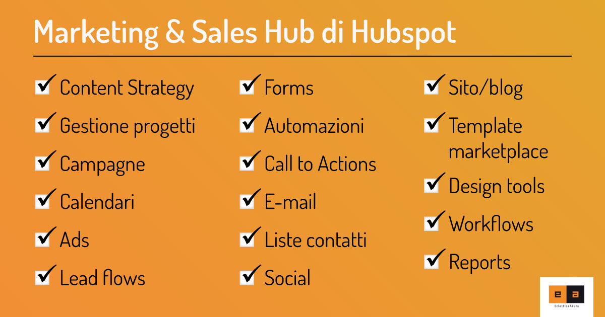 marketing & sales hub di Hubspot